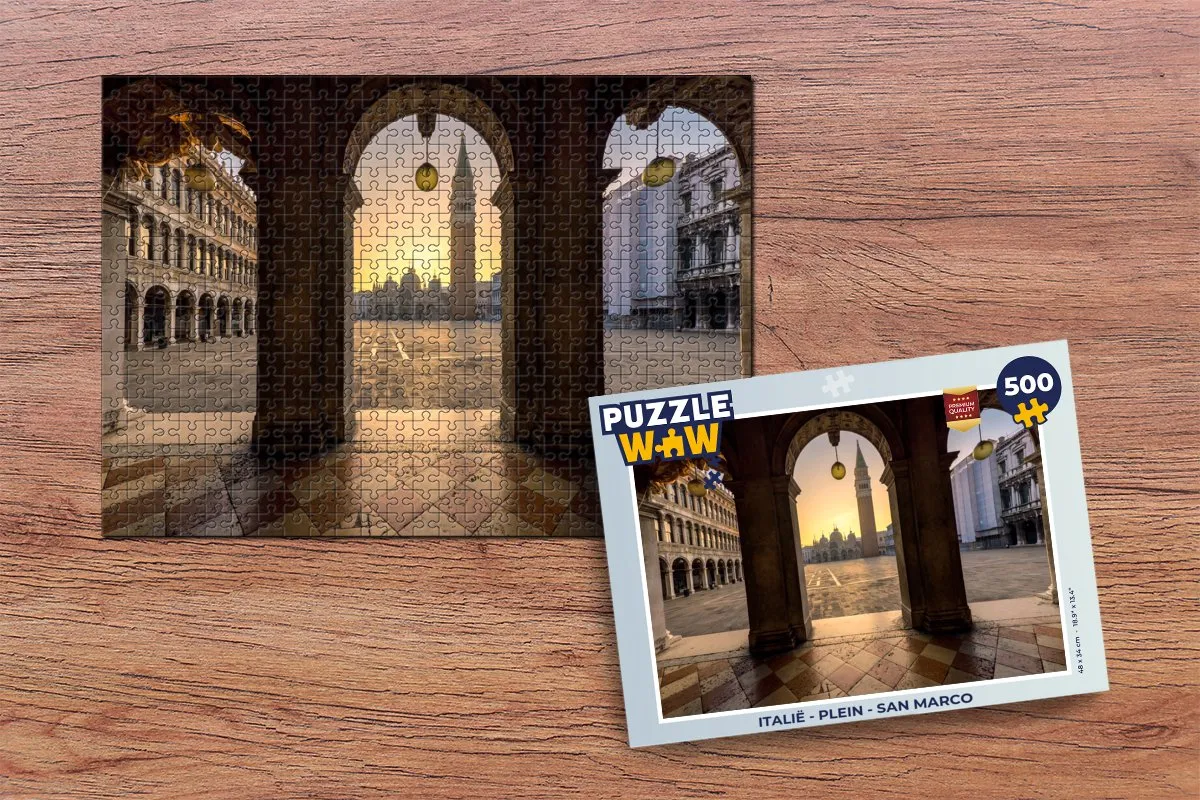 PuzzleWow Italië Plein San Marco Legpuzzel 500 Stuks - Multicolor