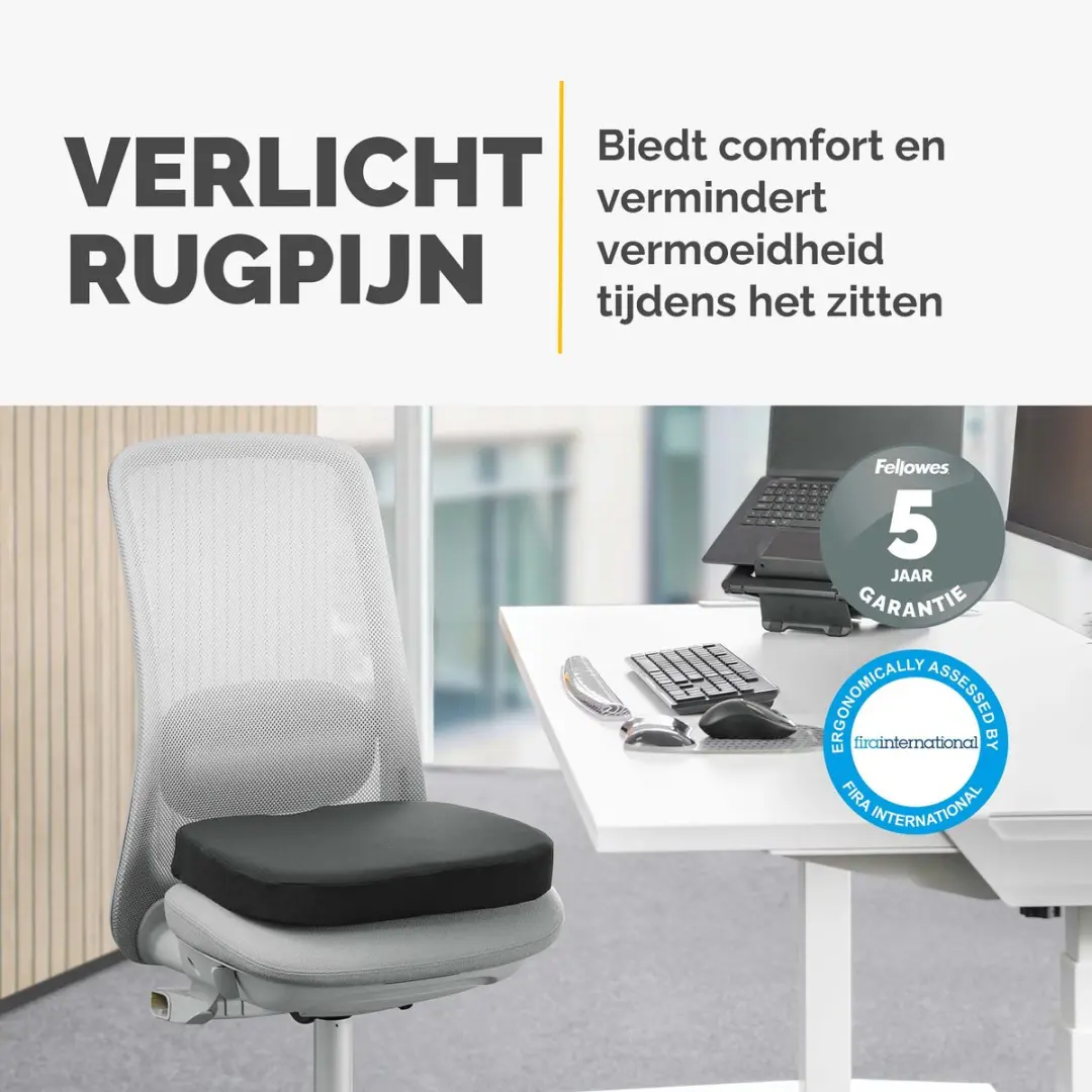 Fellowes Breyta Zitkussen 43x43cm - Zwart - afbeelding 4 van 6