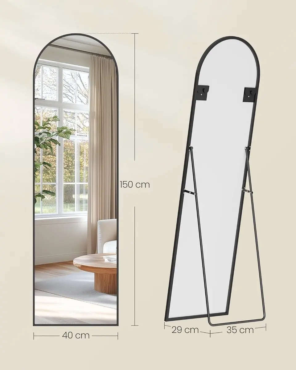 Songmics LFM035B01 Staande Spiegel 150x40cm - Zwart - afbeelding 5 van 6