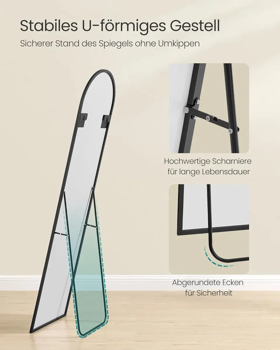 Songmics LFM035B01 Staande Spiegel 150x40cm - Zwart - afbeelding 3 van 6