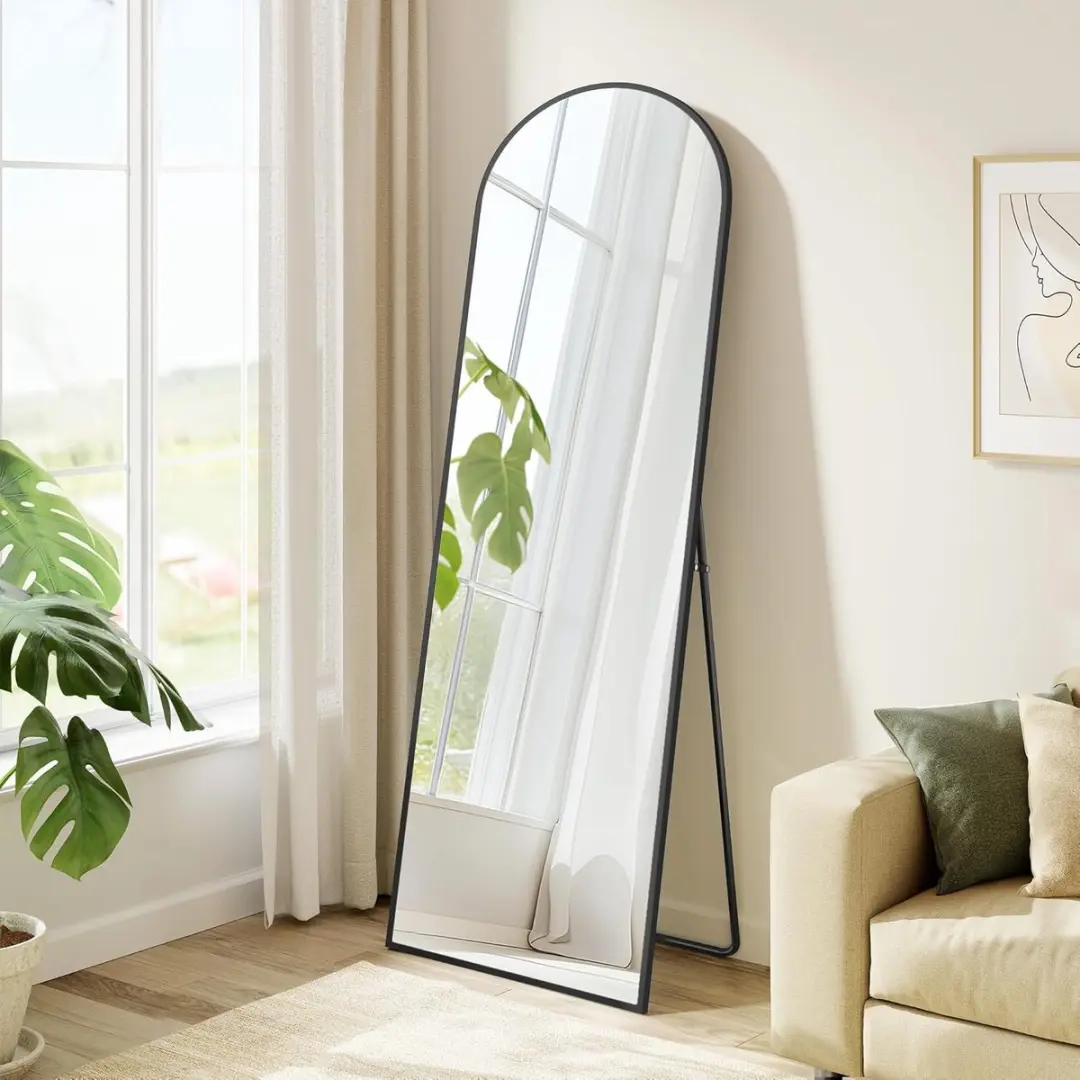 Songmics LFM035B01 Staande Spiegel 150x40cm - Zwart - afbeelding 2 van 6