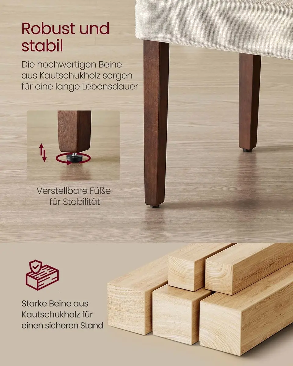 Songmics Eetkamerstoel KDC158W01 - 2 Stuks - Crèmewit - afbeelding 5 van 6