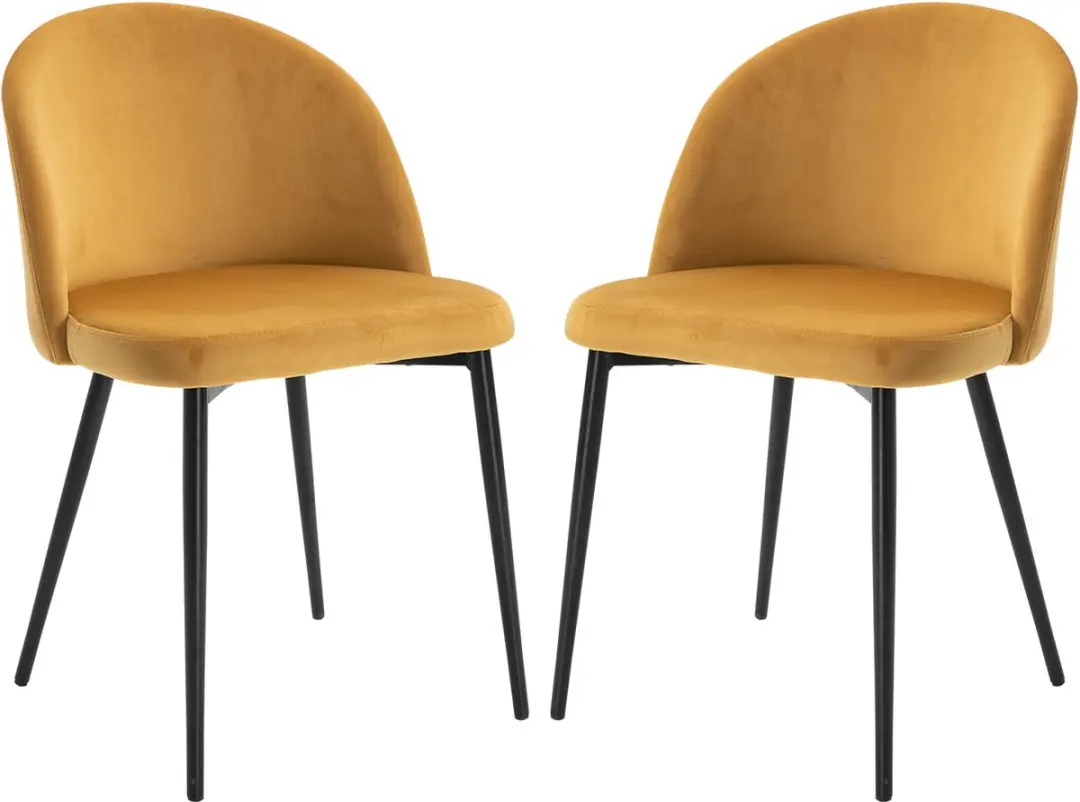 HOMCOM-Eetkamerstoel-Fluwelen-49x50x77cm-Geel