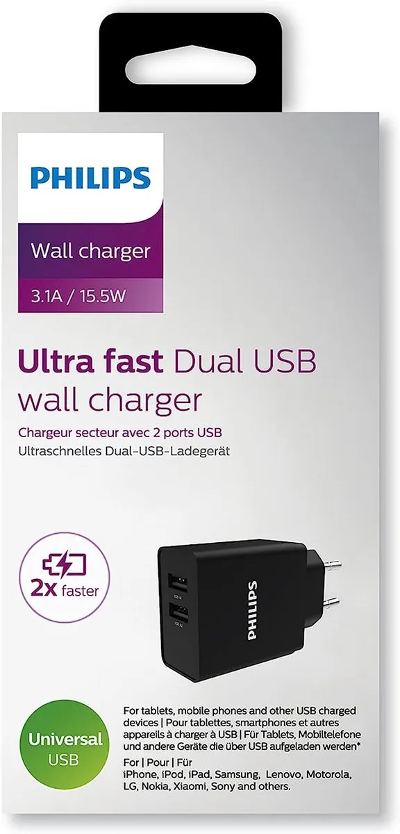 Philips DLP2610/12 Dubbele Wandlader - 15W - Zwart - afbeelding 2 van 2