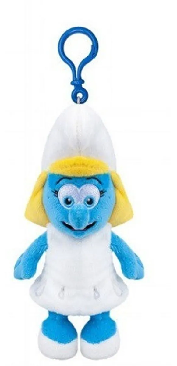 Pluche smurf met clip - De Smurfin - 12 cm