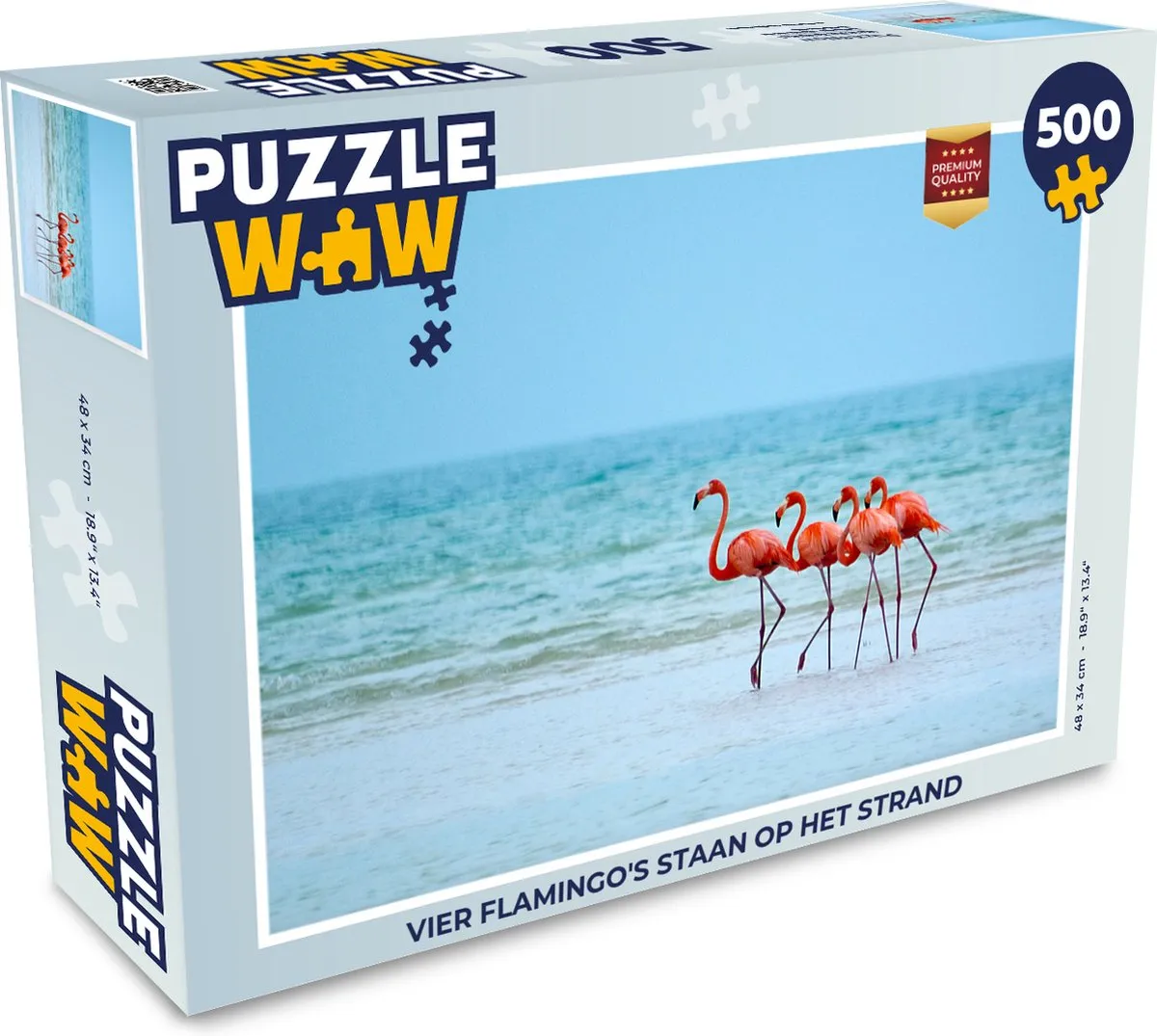 PuzzleWow Legpuzzel Vier Flamingo's 500 Stuks - Multicolor