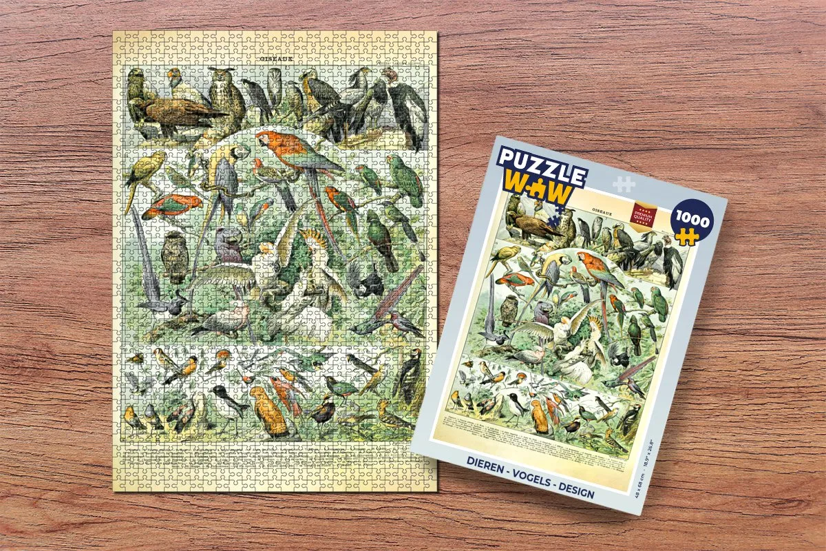 PuzzleWow Adolphe Millot Vogels Legpuzzel 1000 Stuks - Multicolor