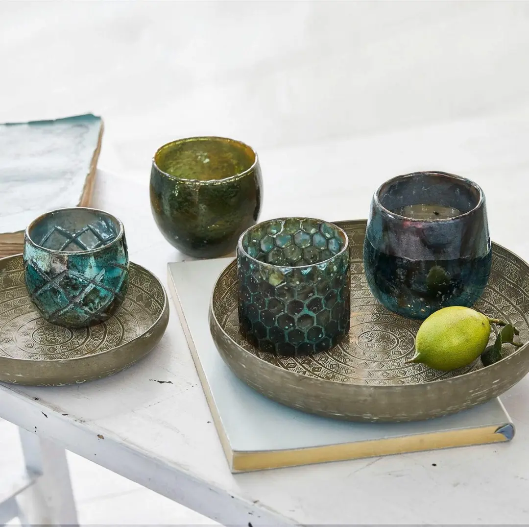 Loberon Windlichtset 4 Stuks Marine Blauw/Groen - afbeelding 5 van 6