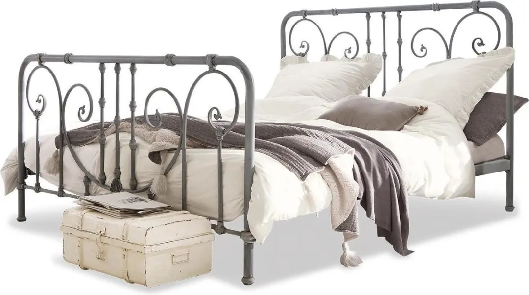 Loberon Bed Genouillé Grijs