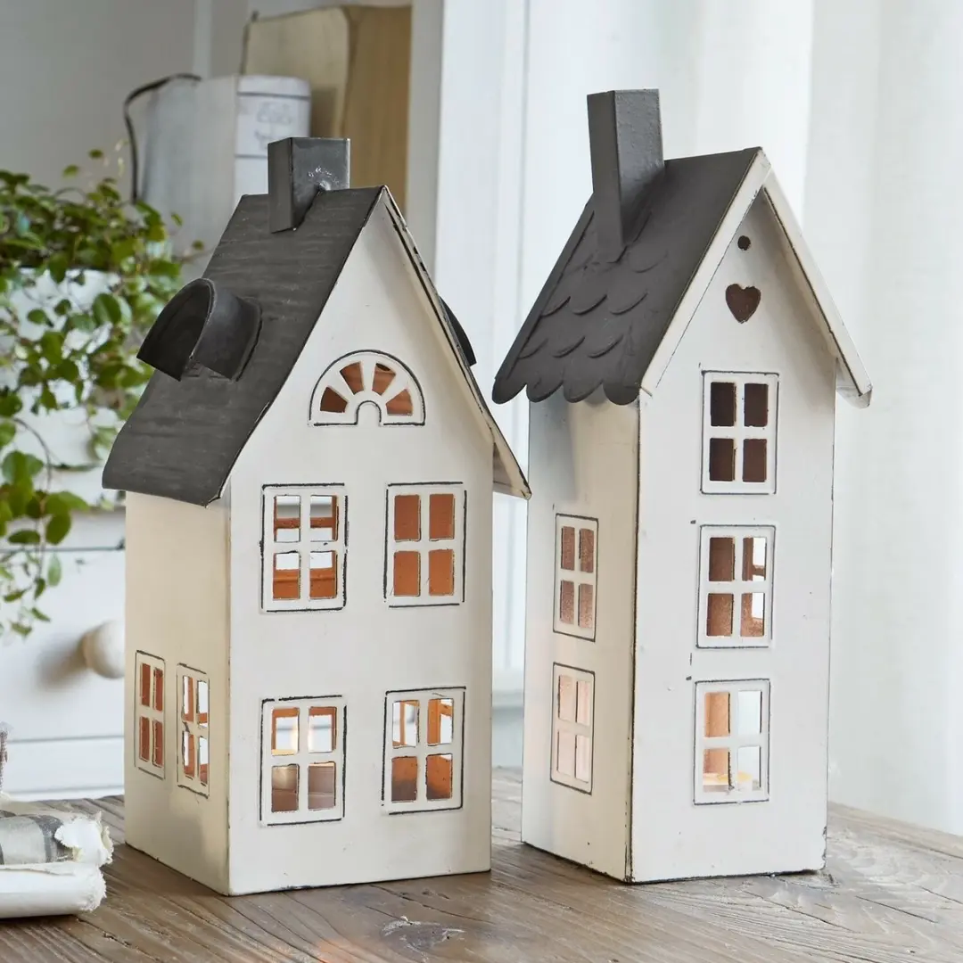 Loberon Gunar Lantaarnset 2 Stuks - Antiekwit/Zwart - afbeelding 2 van 6