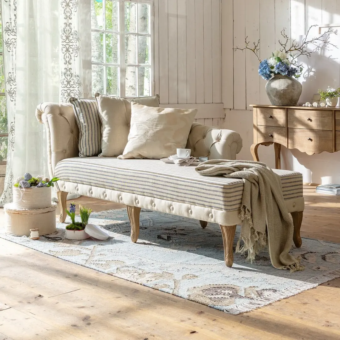 Loberon Chaise Longue Viviani - 1.5 Zit - Beige/Grijs - afbeelding 2 van 6