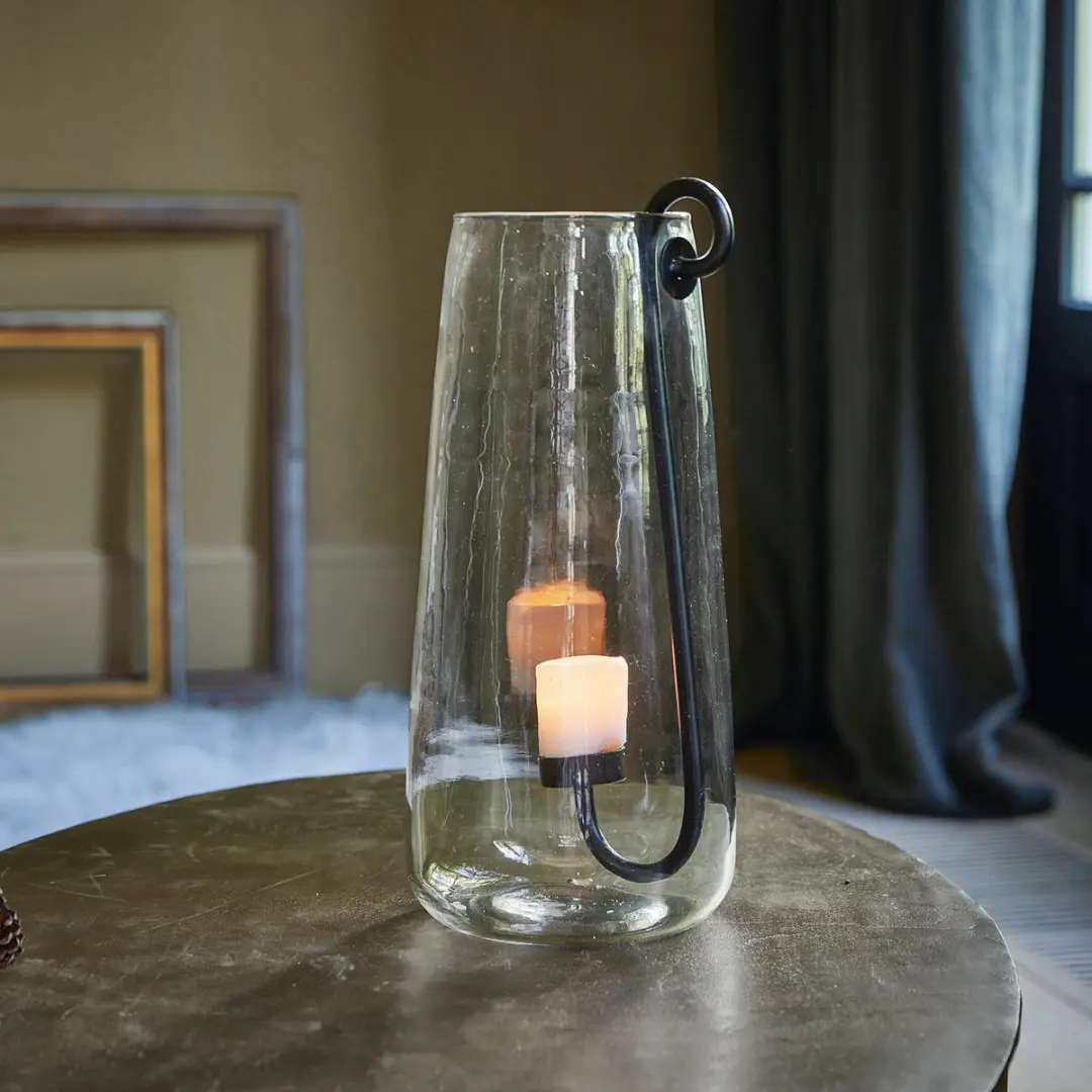 Loberon Lamark Windlicht - Ø18cm - Helder/Zwart - afbeelding 3 van 4