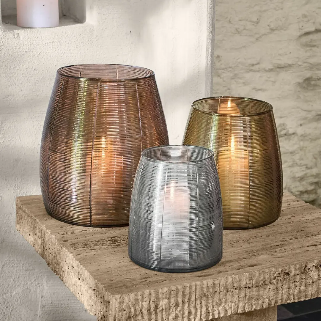Loberon Uvenar Windlichtset 3 Stuks - Goud/Zilver/Brons - afbeelding 4 van 5