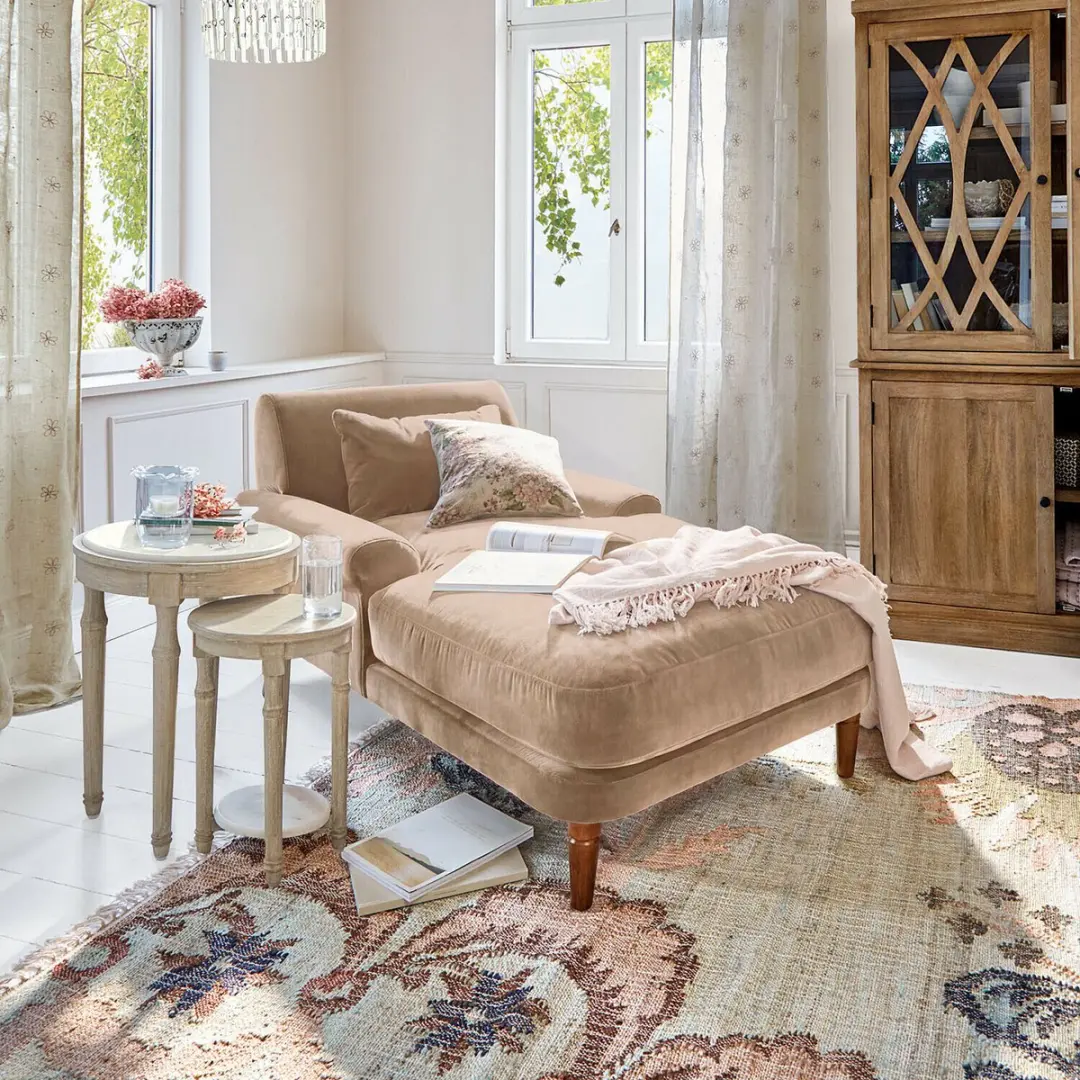 Loberon Jouvrelle Chaise Longue Beige - afbeelding 2 van 6