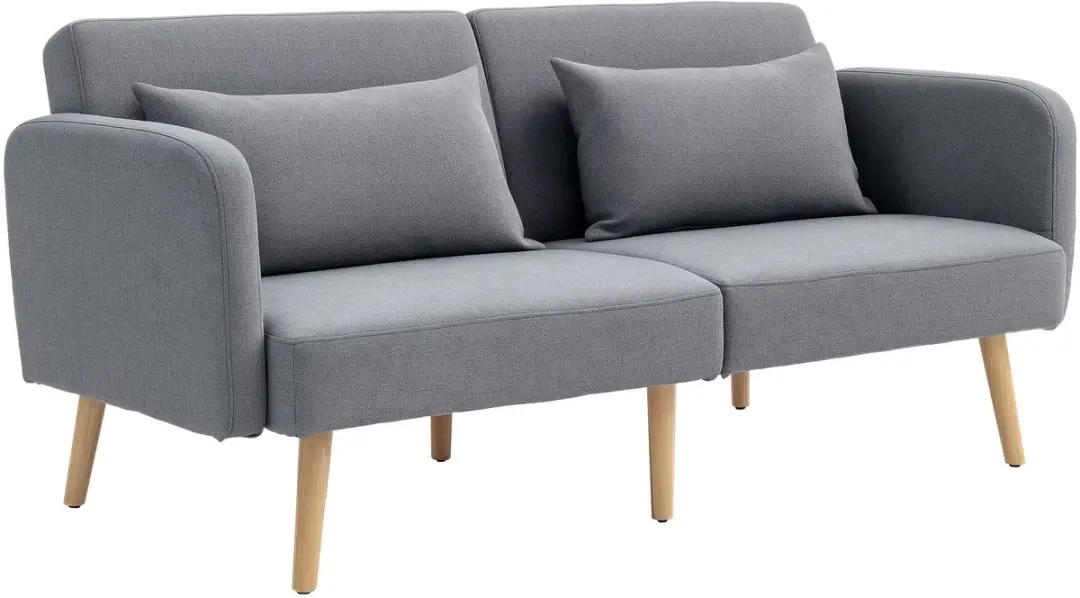 HOMCOM Sofa-bed, 2-zits vouwbed met bedfunctie, 2 strooiselkussens, 3-zits gesto