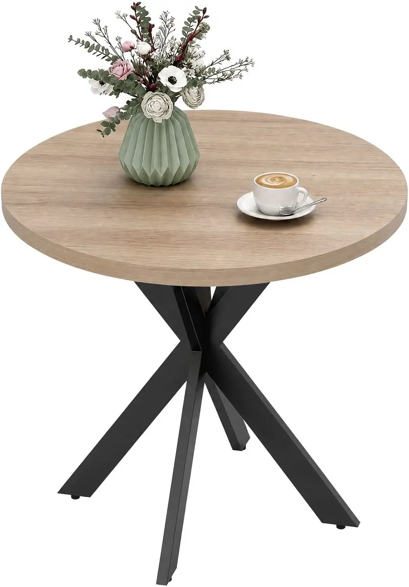HOMCOM Eettafel MDF, staal Ø75 x 75H cm Bruin
