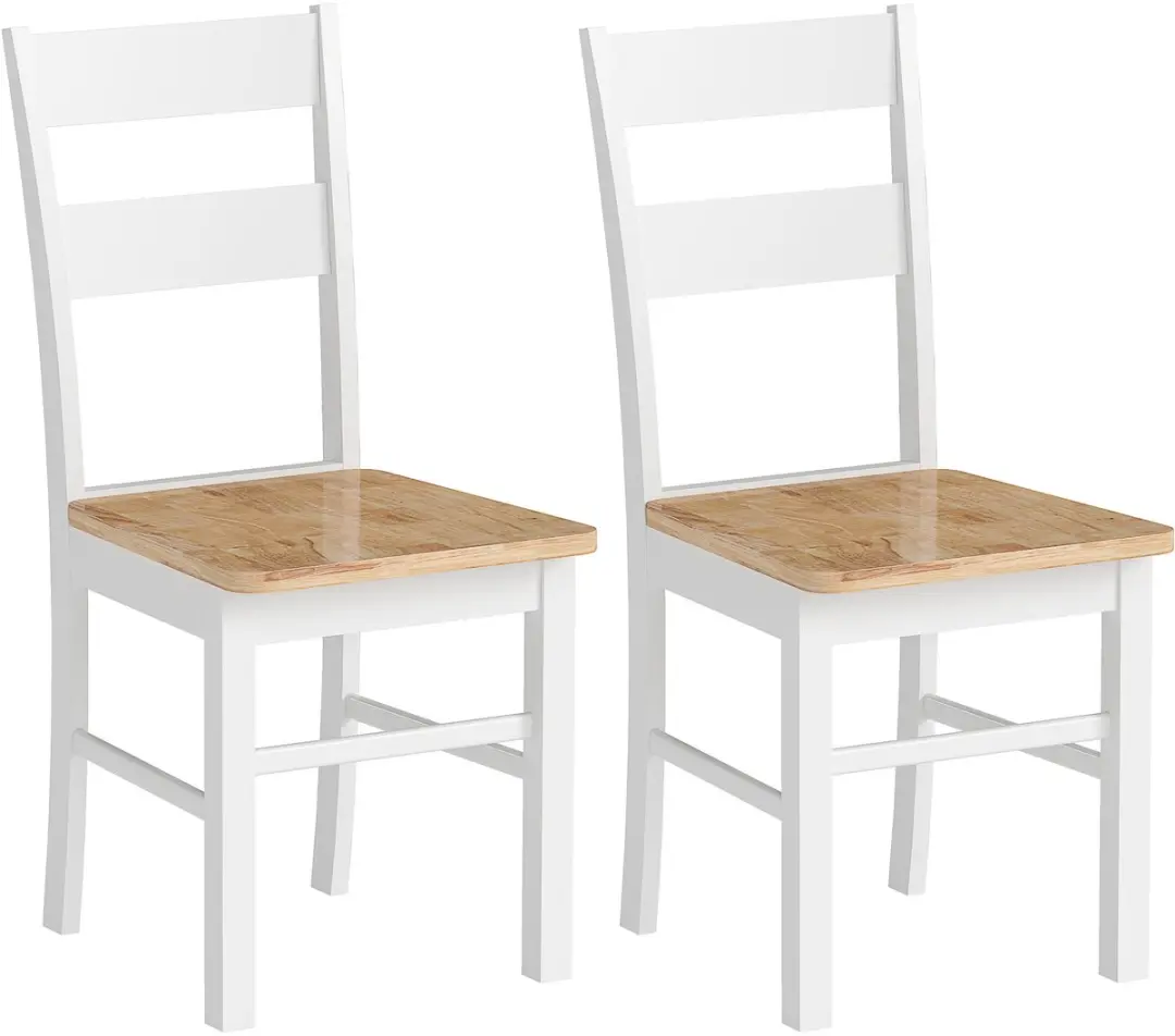 HOMCOM Eetkamerstoel Rubberhout 50,5L x 40B x 88,5H cm Eiken