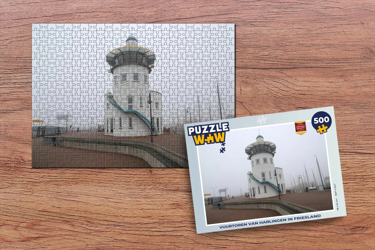 PuzzleWow Vuurtoren van Harlingen Legpuzzel 500 Stuks - Multicolor