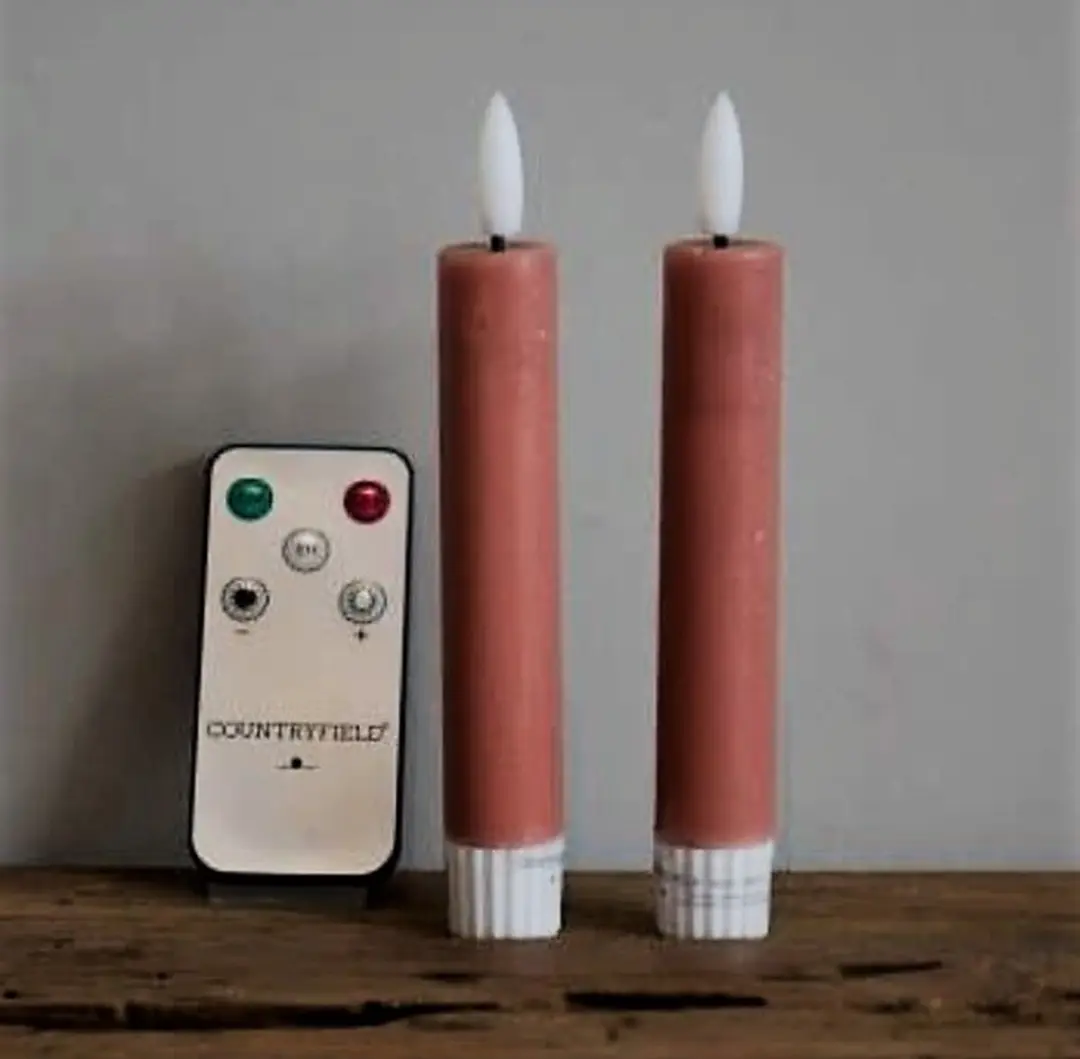 Kaarsen roze set van 2 , Led kaarsen, Countryfield led dinner kaars set van 2,Co