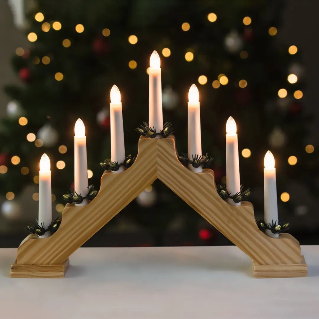 Konstsmide Christmas Licht Houten Kandelaar 7-Lichts - afbeelding 4 van 6
