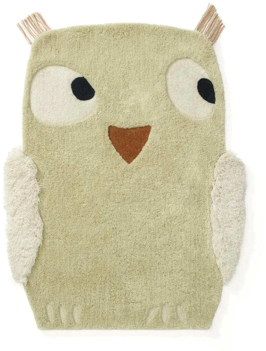 Kid's Concept Vloerkleed 90 cm x 120 cm Uil Edvin Groen