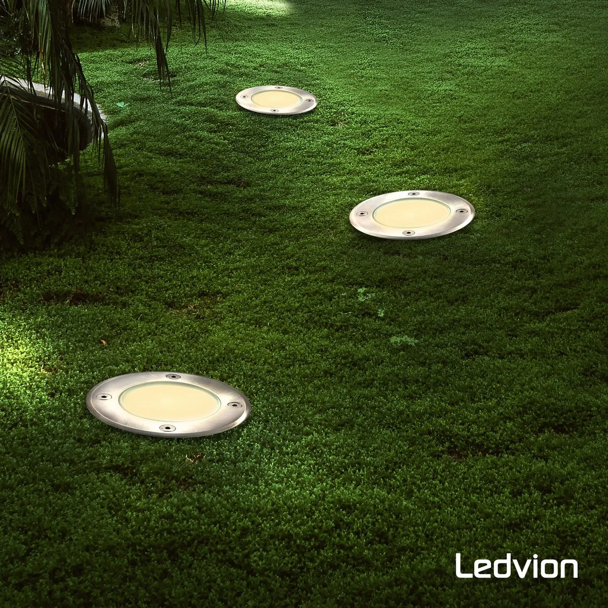 Ledvion 9x LED Grondspot 5W 2700K GU10 IP67 - Geborsteld RVS