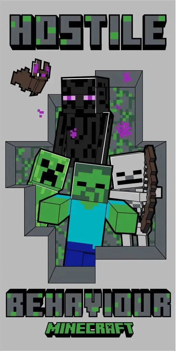 Minecraft Strandlaken Hostile 70x140cm - afbeelding 2 van 2
