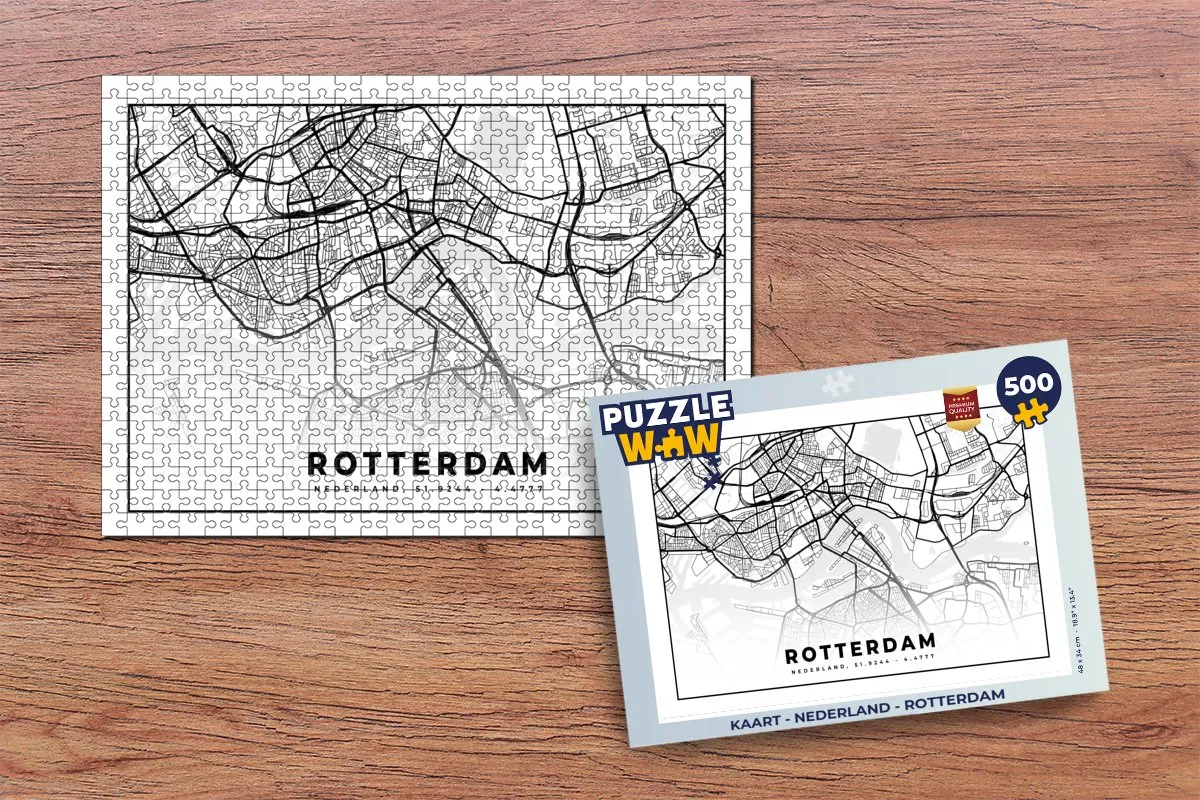 PuzzleWow Kaart van Nederland Rotterdam Puzzel 500 Stuks - Multicolor