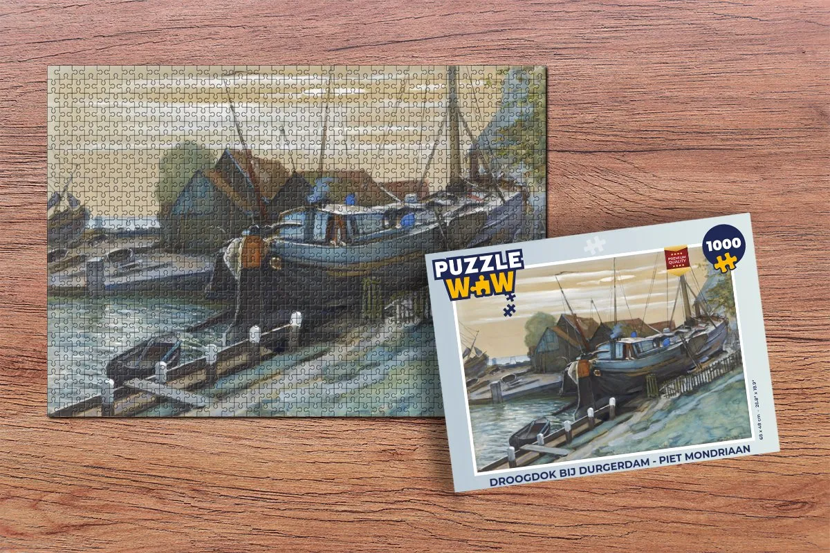 PuzzleWow Droogdok bij Durgerdam Piet Mondriaan Legpuzzel 1000 Stuks - Multicolor