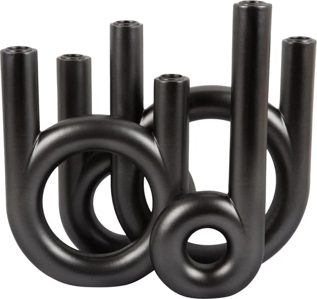 Present Time Kandelaar Rings - Grijs - 35x13.5x32.5cm - Scandinavisch - Polyresin