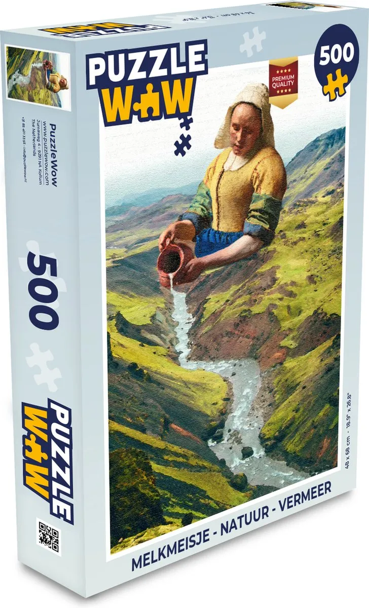 PuzzleWow Melkmeisje Vermeer Legpuzzel 500 Stuks