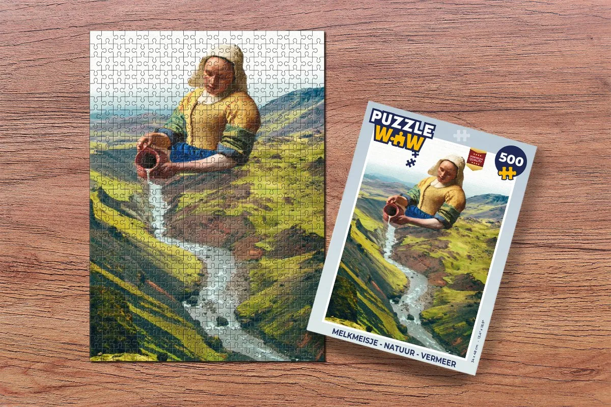 PuzzleWow Melkmeisje Vermeer Legpuzzel 500 Stuks - Multicolor