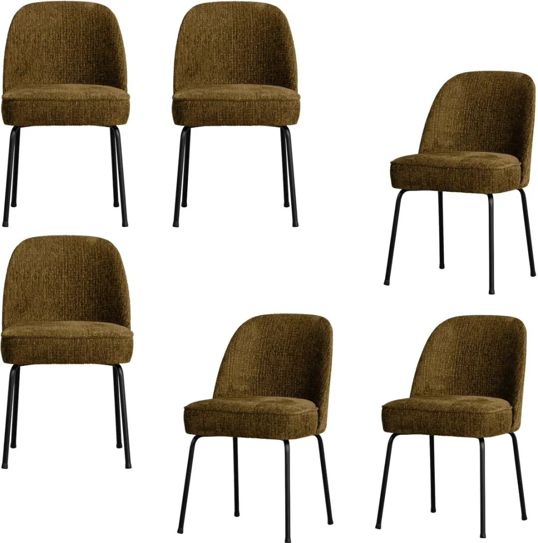 WOOOD Vogue Eetkamerstoelen - Velvet - Brass - Set van 6