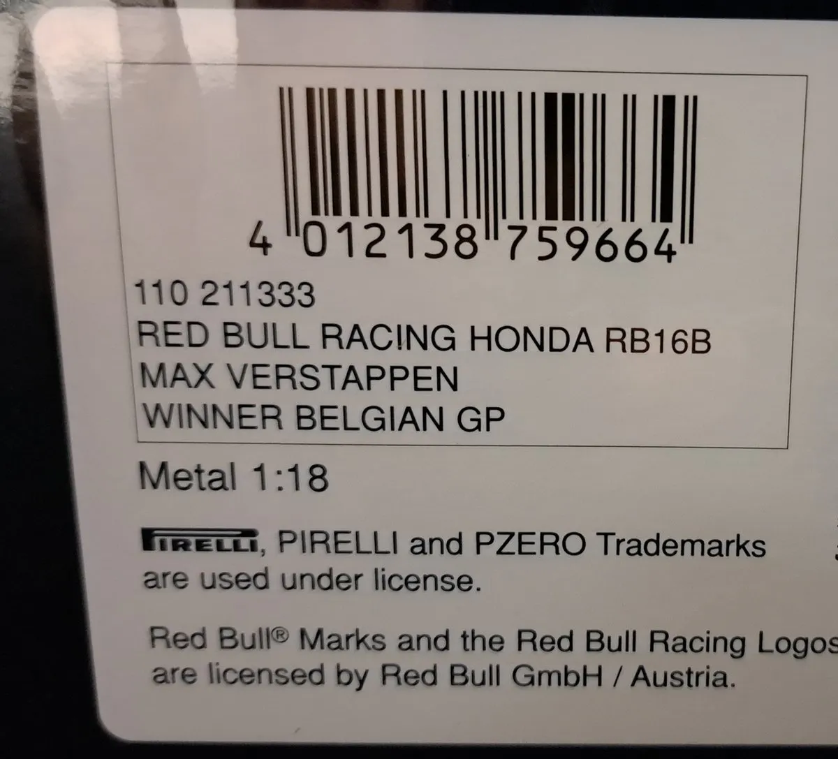 Red Bull Racing Honda RB16B #33 Minichamps - 1:18 - Blauw