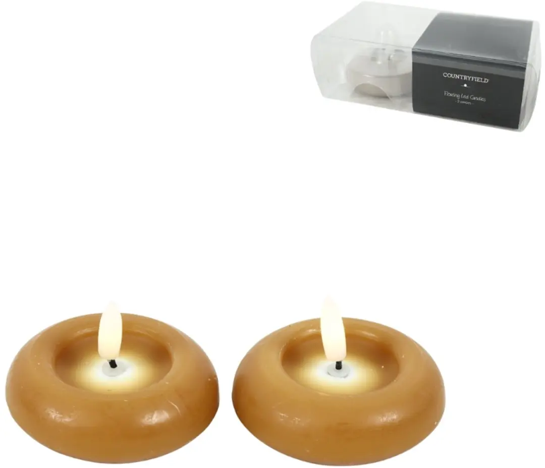 Countryfield LED drijfkaars Lyon vlameffect amber 7,5 cm set van 2, Led kaarsjes