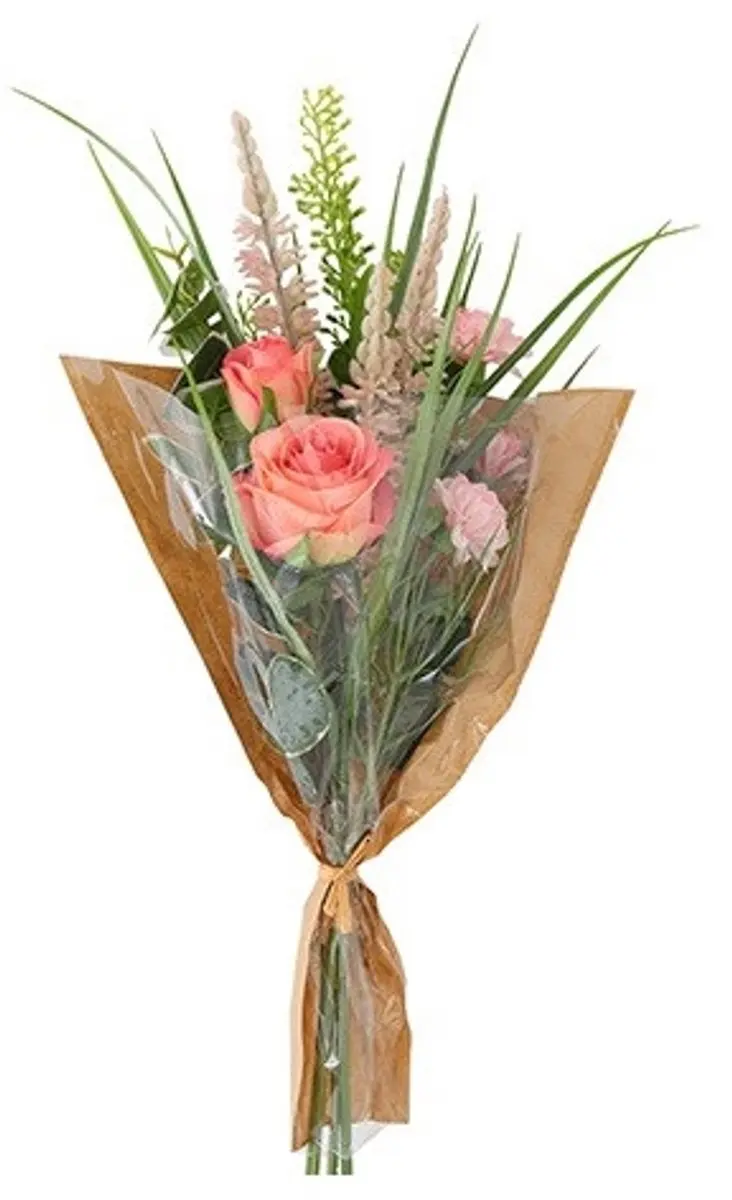 Countryfield-kunstbloemen-boeket-roze-7 verschillende bloemen-met groen