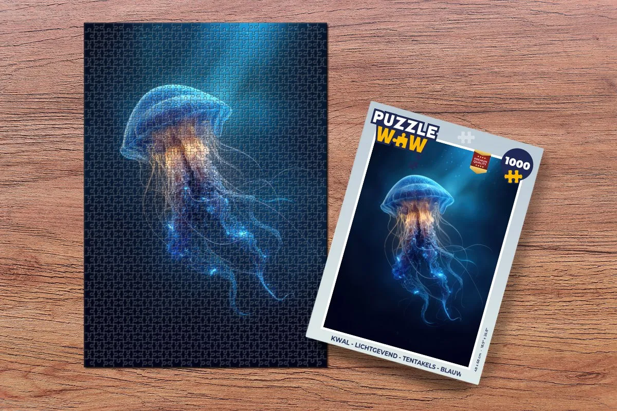 PuzzleWow Kwal Lichtgevend Puzzel 1000 Stuks - Blauw