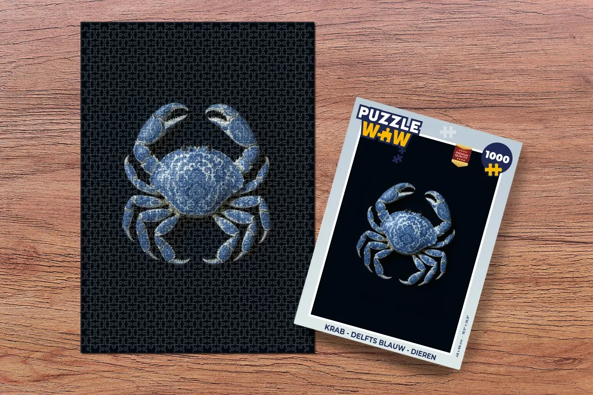 PuzzleWow Krab Legpuzzel 1000 Stuks - Delfts Blauw