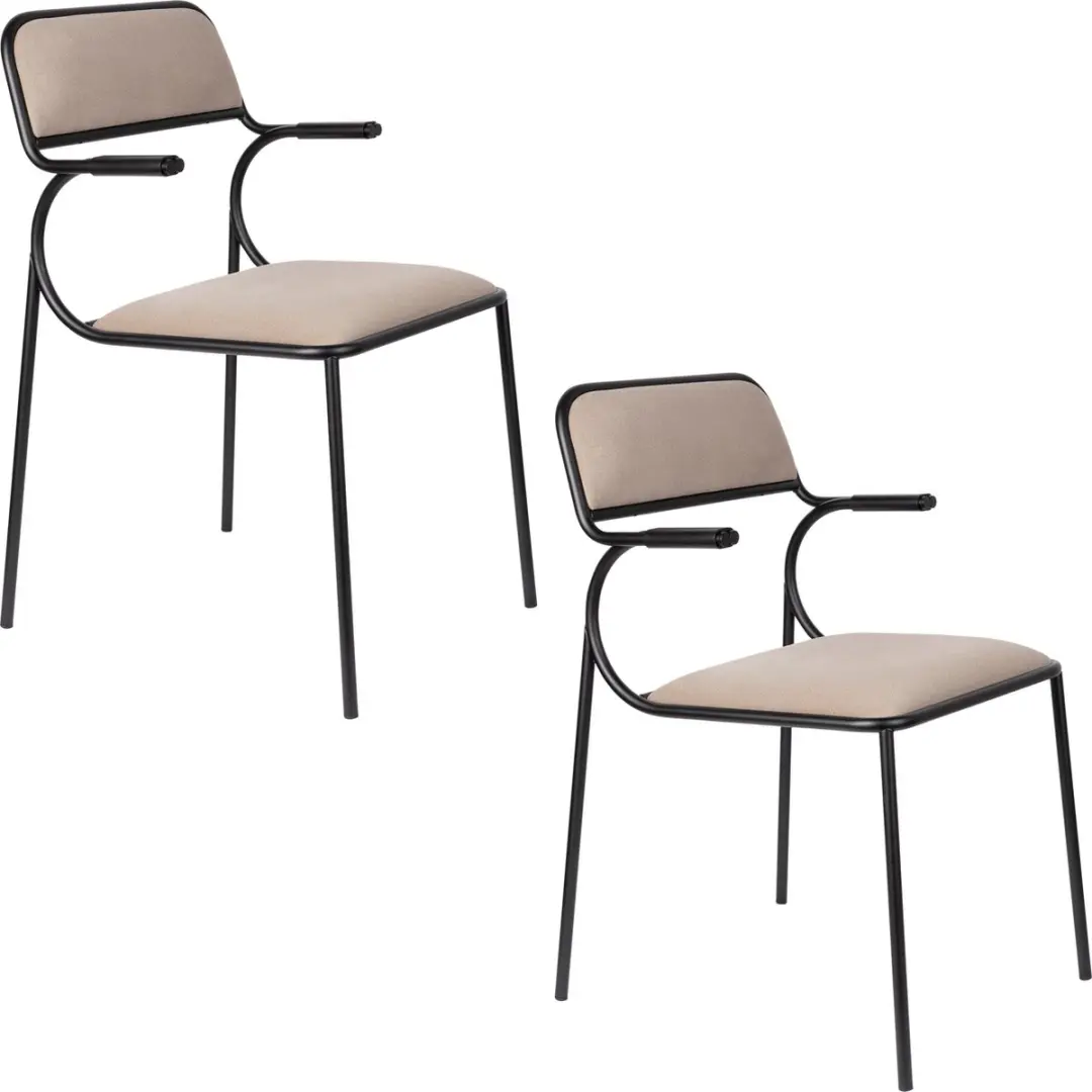 Zuiver Alba Eetkamerstoelen armleuning Zwart/Beige