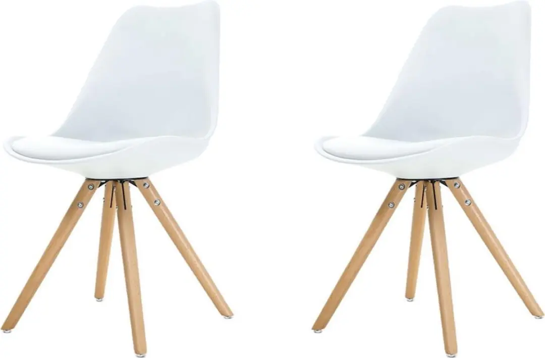 Essence Legno stoel wit - Houten onderstel - Set van 2