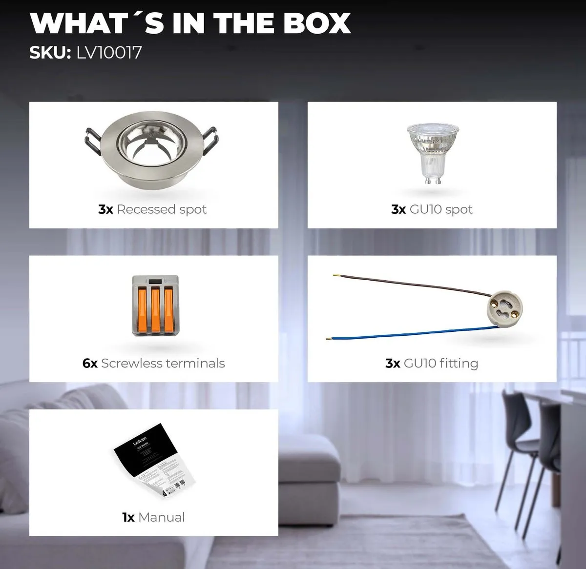 Ledvion 3X LED Inbouwspot Rio RVS - 3W 6500K - Ø85mm