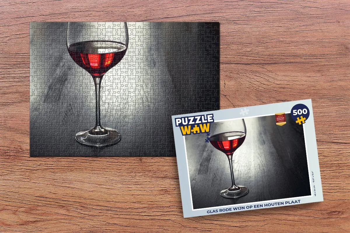 PuzzleWow Legpuzzel Rode Wijn Houten Plaat 500 Stuks - Multicolor