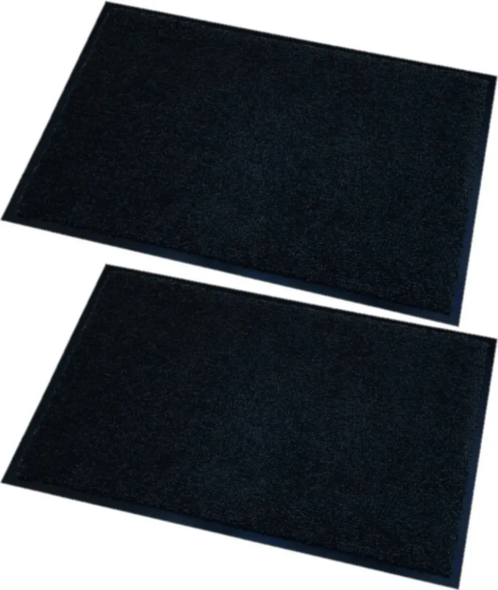 Deurmat/droogloopmat Memphis zwart 80 x 120 cm