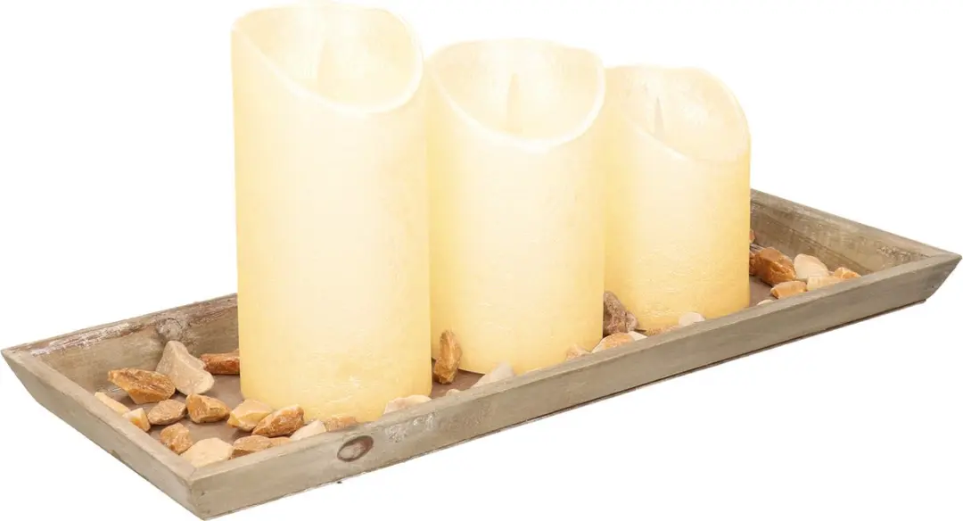 Dienblad met LED kaarsen en steentjes