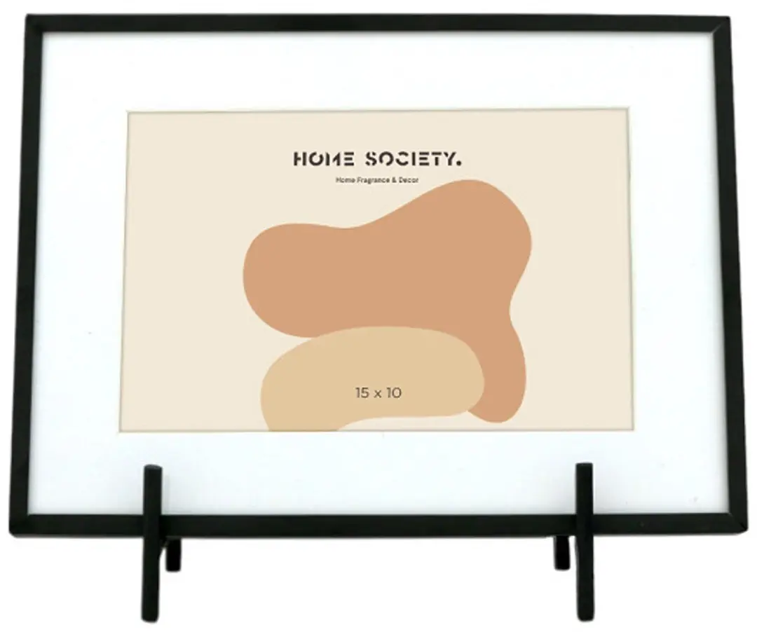 Home Society - Fotolijst - Nami - Zwart - Metaal & Glas - Fotomaat 10x15cm - Staande Fotolijst - Trendy Woondecoratie