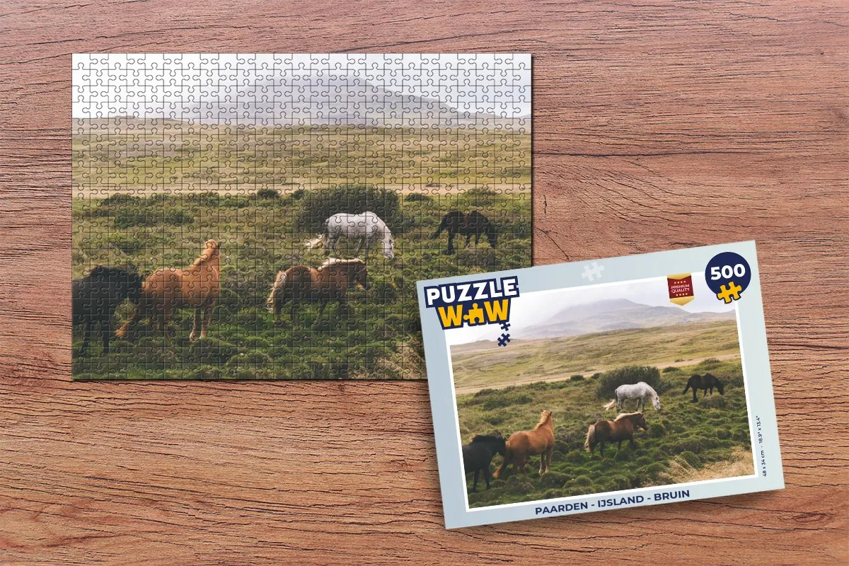 PuzzleWow Paarden IJsland Legpuzzel 500 Stuks - Multicolor
