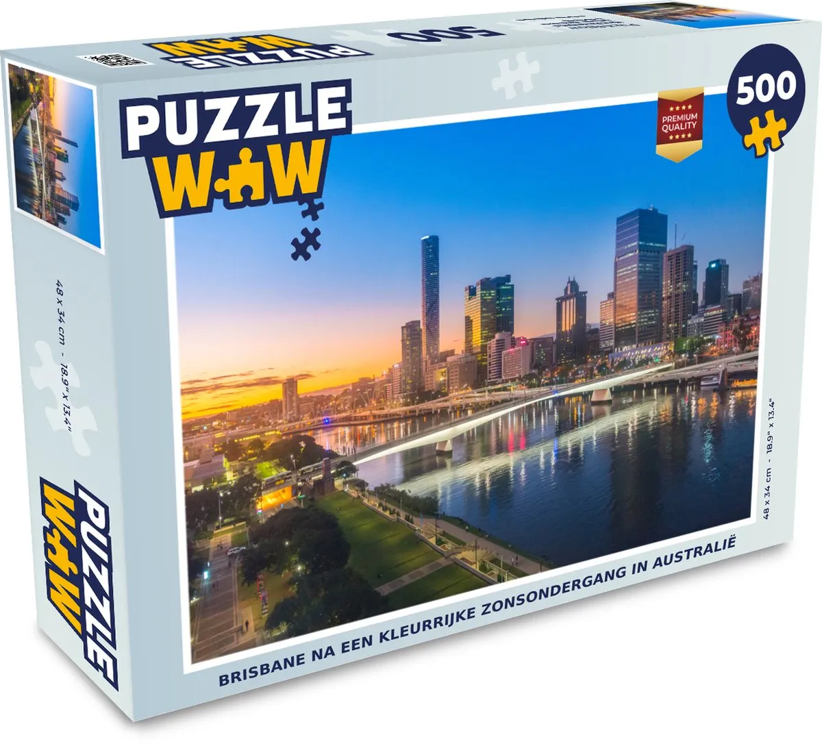 PuzzleWow Brisbane Zonsondergang Legpuzzel 500 Stuks