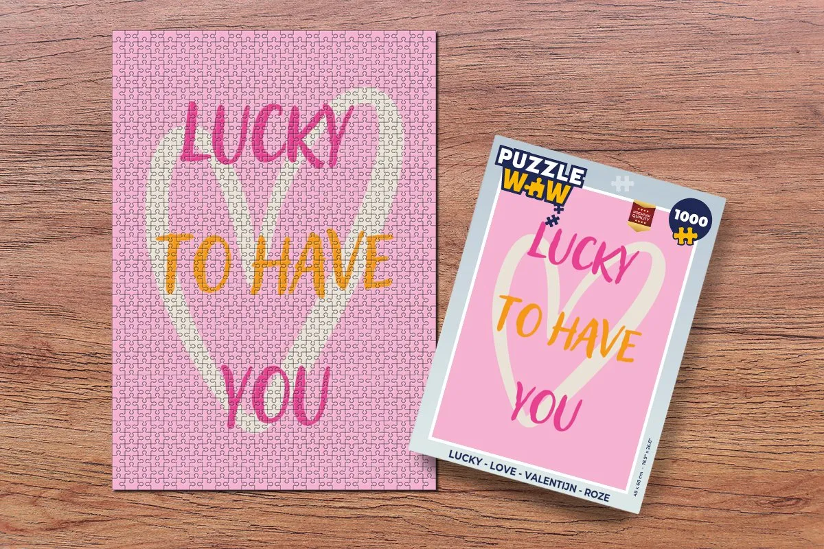 PuzzleWow Legpuzzel 1000 Stuks - Lucky to have you Roze