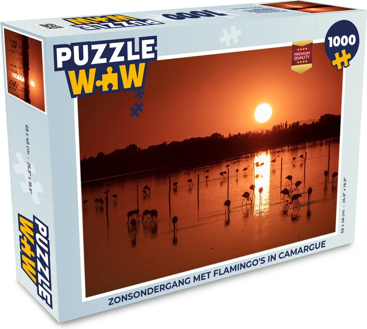 PuzzleWow Legpuzzel Zonsondergang met Flamingo's 1000 Stuks
