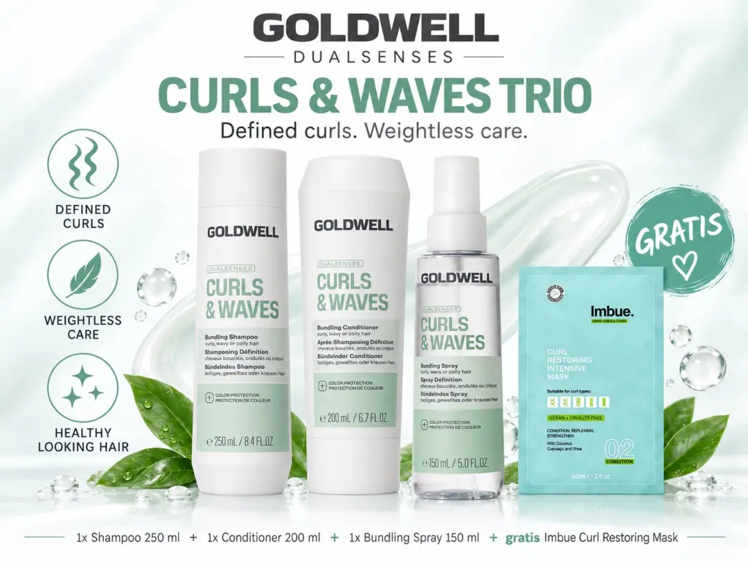 Goldwell Dualsenses Curls & Waves Shampoo, Conditioner & Bundling Spray + Gratis